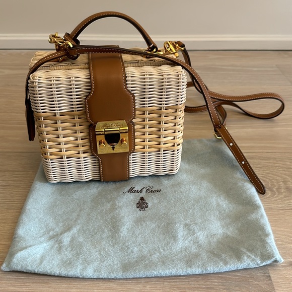 Mark Cross Rattan Wicker and Leather Box Bag - Picture 7 of 7